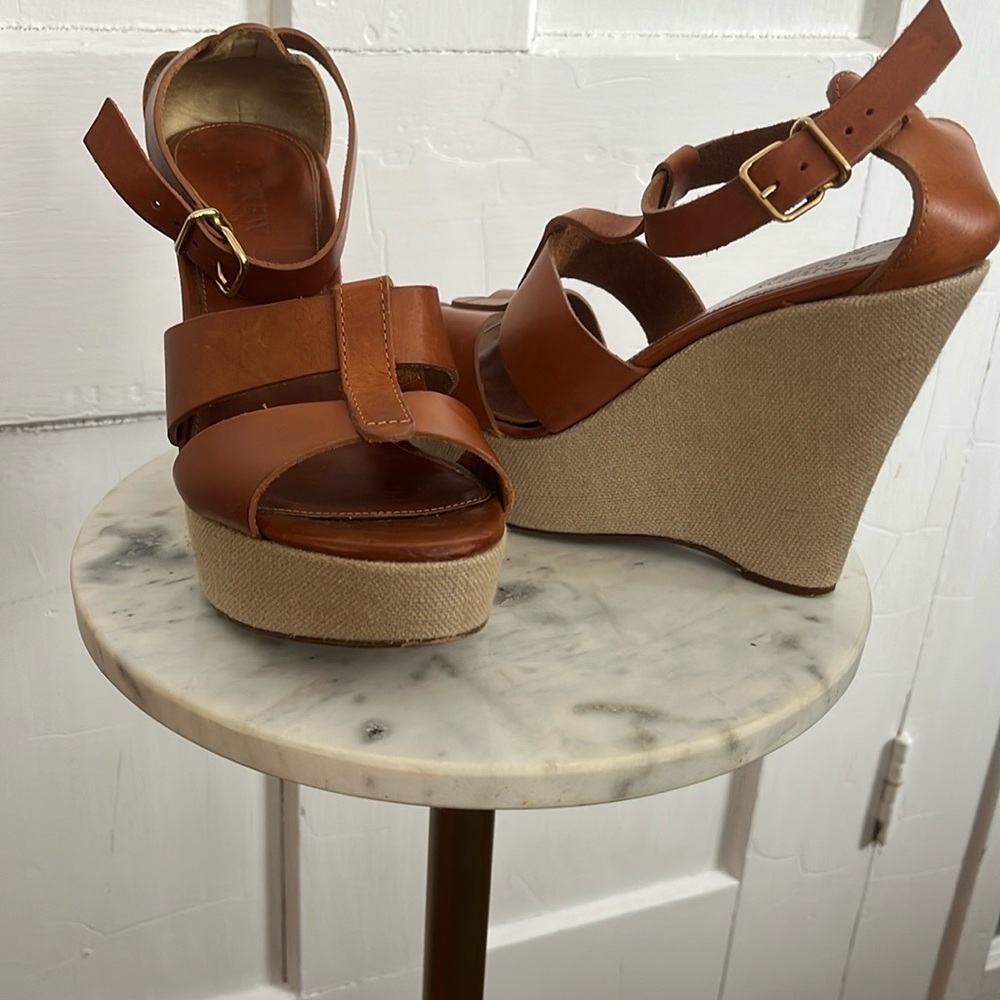 J. Crew Leather Wedge Platform Sandals - Picture 3 of 5